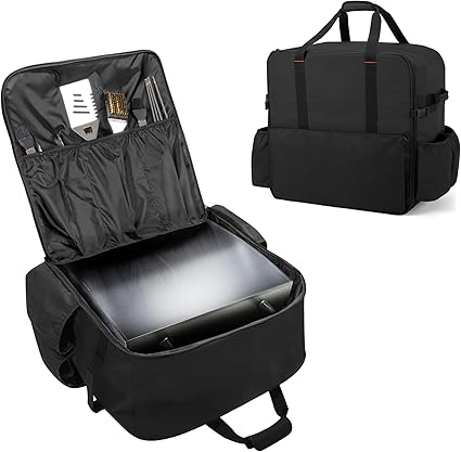 samdew 17 Inch Tabletop Griddle Carry Bag, Outdoor Grill Cover Compatible with Blackstone 17 Inch Tabletop Griddle with Hood, Portable Camping Grill Storage Case with Multi-Pockets, Bag Only